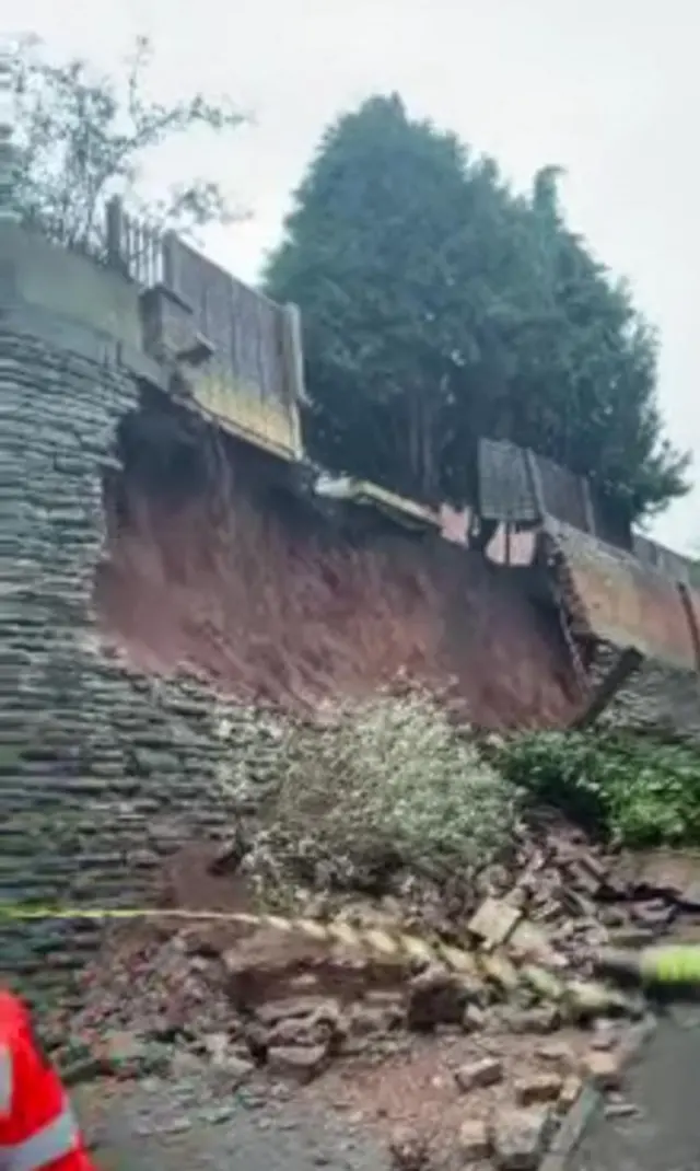 A collapsed wall in Worcester