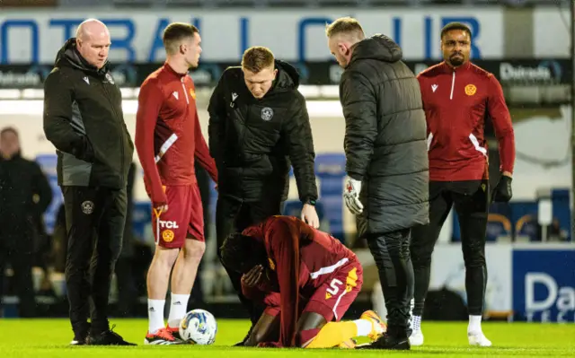 Bevis Mugabi is treated in the warm-up