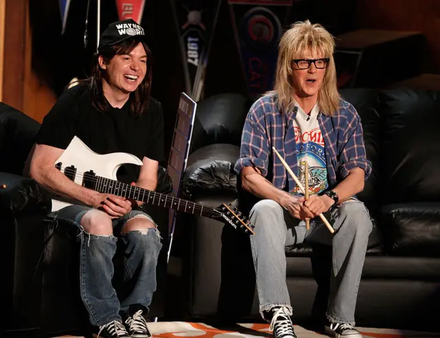 Mike Myers and Dana Carvey as Wayne and Garth in Waynes World