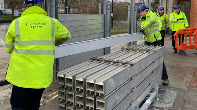 Barriers being erected in Shrewsbury