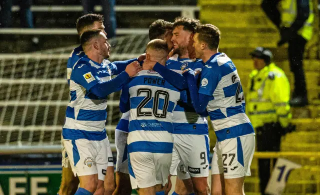 Morton's Robbie Muirhead forces an own goal with his corner as Motherwell's Liam Kelly punches the ball off Harry Paton and into the goal to make it 1-0 during a Scottish Gas Scottish Cup fifth round match between Greenock Morton and Motherwell at Cappielow Park