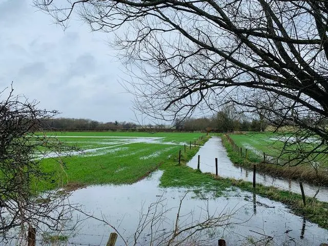 Flooded fields in Weobley, Herefordshire