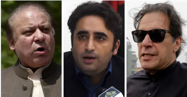 Nawaz Sharif, Bilawal Bhutto and Imran Khan