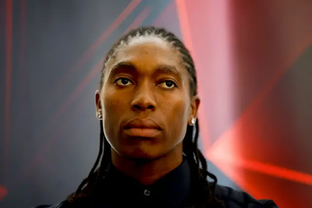 Caster Semenya at a press conference in 2024.