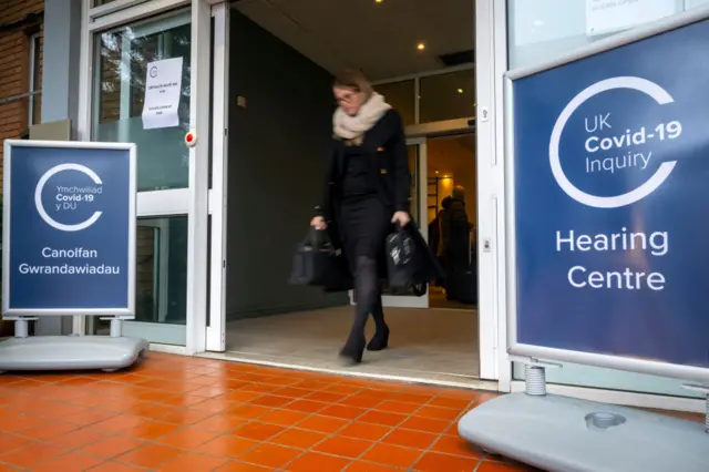 The entrance to the Covid inquiry in Cardiff