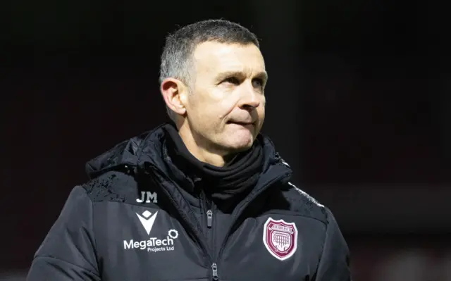 Arbroath Manager Jim McIntyre at full time during a cinch Championship match between Arbroath and Raith Rovers at Gayfield Park, on March 01, 2024, in Arbroath, Scotland