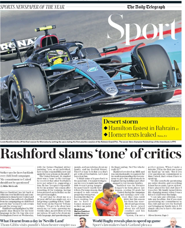Telegraph back page