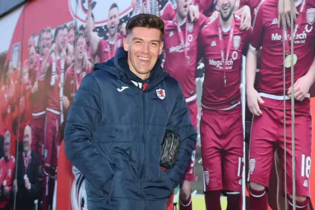 Raith's Josh Mullin during a cinch Championship match between Arbroath and Raith Rovers at Gayfield Park, on March 01, 2024, in Arbroath, Scotland.