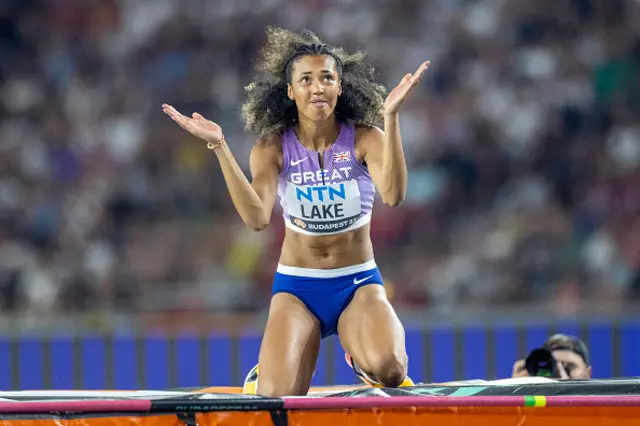 Morgan Lake of Great Britain reacts