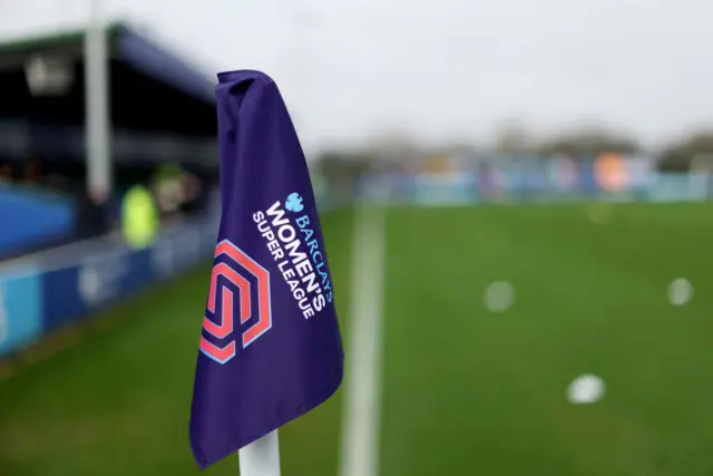 Corner flag with the Women's Super League logo