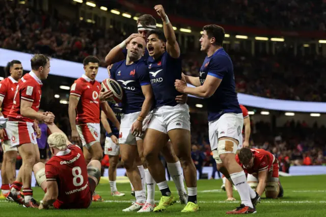 France players celebrate their win