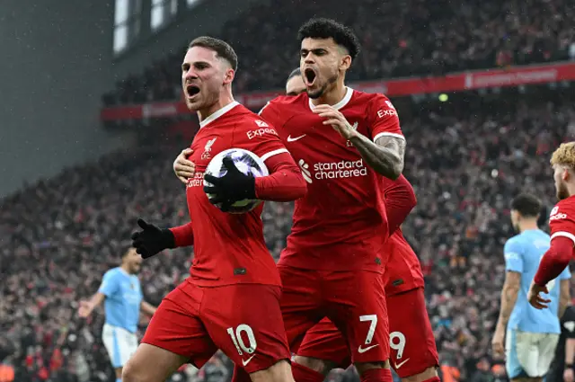 Luis Diaz of Liverpool celebrates after scoring