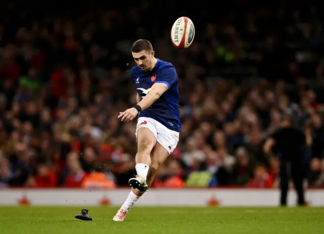 Thomas Ramos of France kicks a penalty