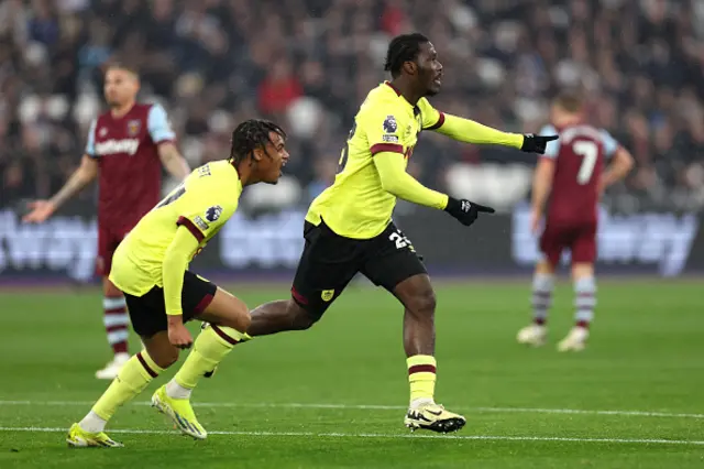 Datro Fofana of Burnley celebrates scoring his team's first goal