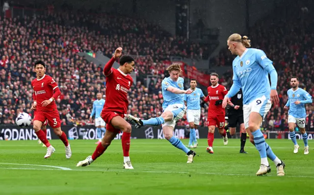 Kevin de Bruyne takes a shot at goal