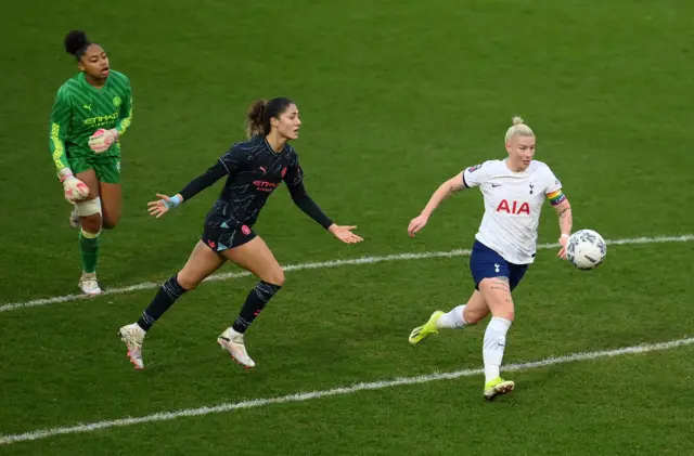 England breaks in behind City for an open goal.