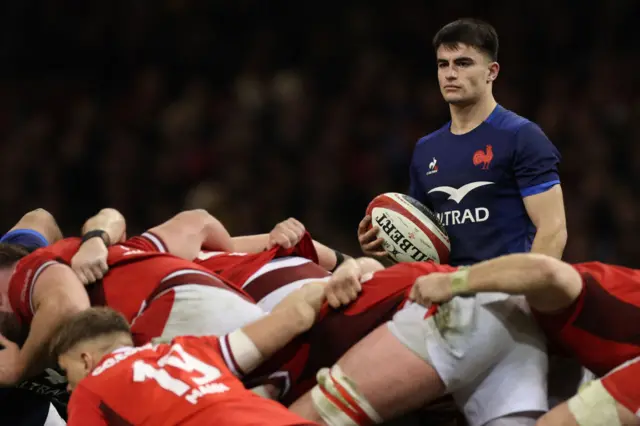 France's scrum-half Nolann Le Garrec