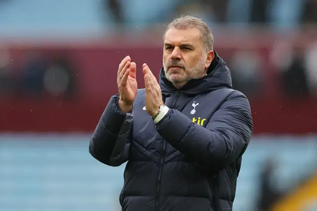 Ange Postecoglou the head coach / manager of Tottenham Hotspur reacts