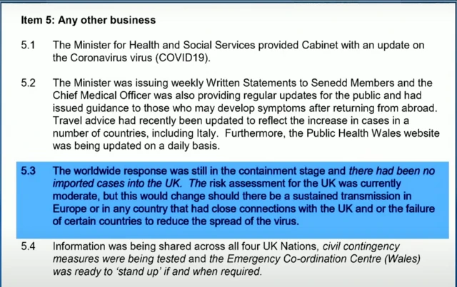 This is the page of the 25 February cabinet minutes referred to in evidence