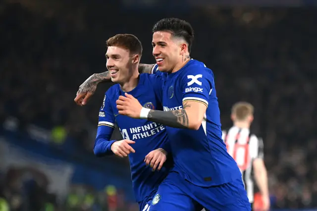 Cole Palmer and Enzo Fernandez of Chelsea celebrate