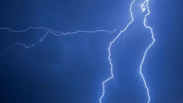 Lightning bolts in the sky. Stock image.
