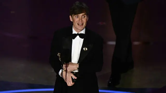 Irish actor Cillian Murphy accepts the award for Best Actor in a Leading Role for "Oppenheimer" onstage during the 96th Annual Academy Awards at the Dolby Theatre in Hollywood, California on March 10, 2024