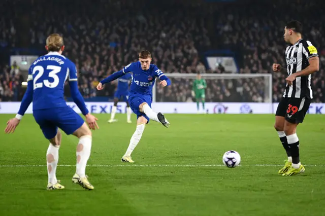 Cole Palmer of Chelsea crosses the ball