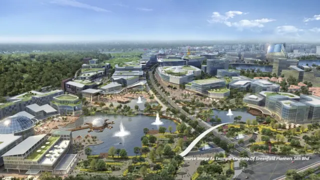 A picture of the planned eco-city as drawn by the real estate company Greenfield Planners Sdn Bhd