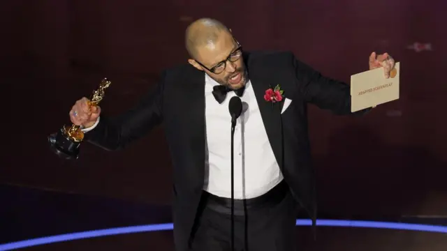 Cord Jefferson, winner for Best Adapted Screenplay during the 96th annual Academy Awards ceremony at the Dolby Theatre in the Hollywood neighborhood of Los Angeles, California, USA, 10 March 2024