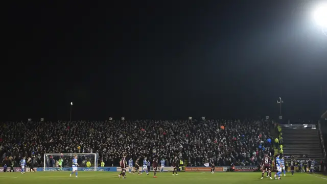 Hearts fans at Cappielow