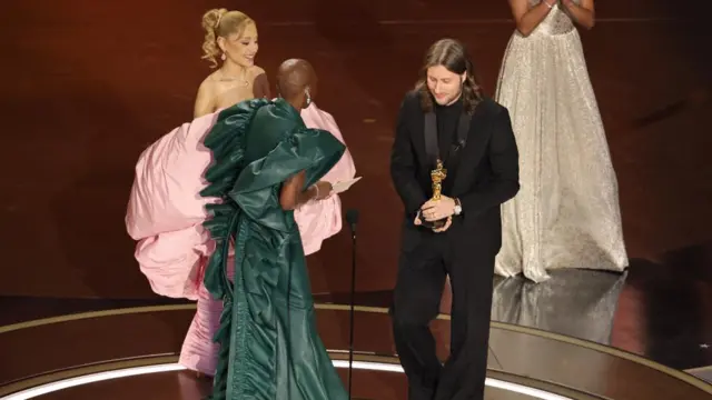 Ludwig Goransson wins the Oscar for Best Original Score for "Oppenheimer" during the Oscars show at the 96th Academy Awards in Hollywood, Los Angeles, California, U.S., March 10, 2024