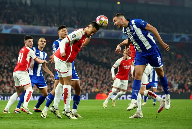 Porto attack hthe Arsenal box.