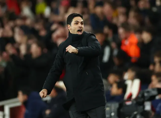 Arteta celebrates the Arsenal opener.