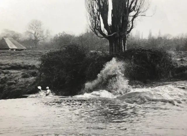 Paul Barnett riding the Severn Bore in the seventies