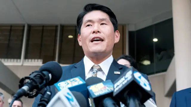 Robert Hur speaks to the media in 2019 in Baltimore, Maryland