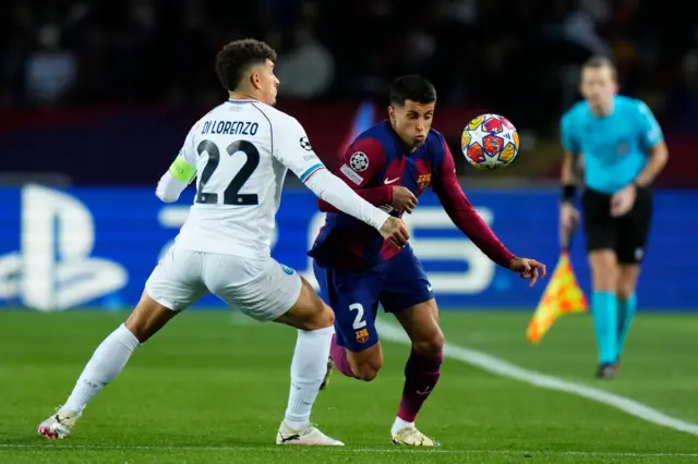 Cancelo tries to break down the wing.