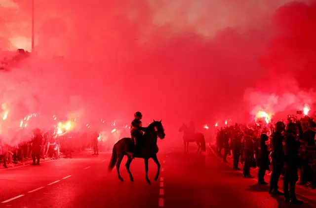 Police outside the Wanda Metropolitano