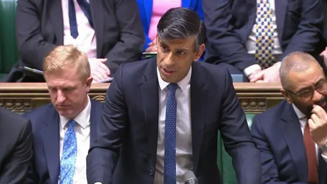 Rishi Sunak speaks during PMQs