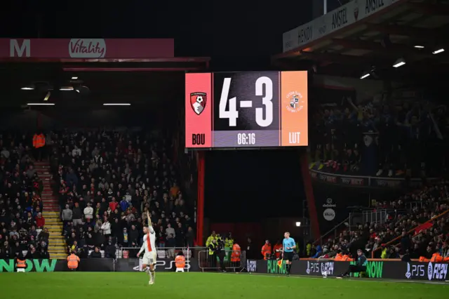 second half scorebaord showing Bournemouth's turnaround.