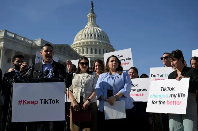 Representatives who oppose the bill demonstrate outside the US Capitol