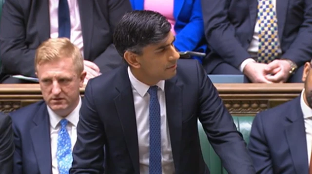 Rishi Sunak in the House of Commons during PMQs