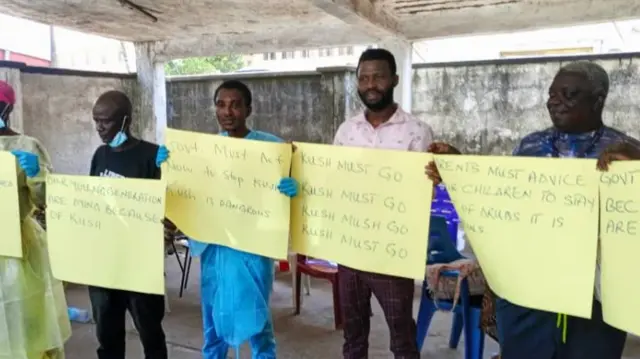 People carrying placards