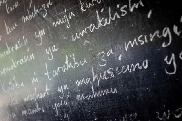 Swahili on a blackboard