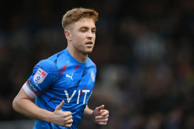 Stockport County midfielder Callum Camps in action