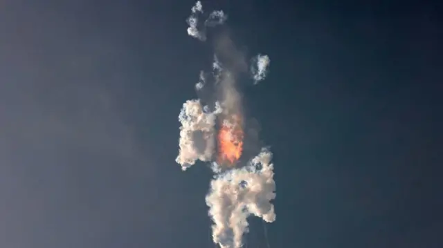 SpaceX's next-generation Starship spacecraft, atop its powerful Super Heavy rocket, explodes after its launch from the company's Boca Chica launchpad