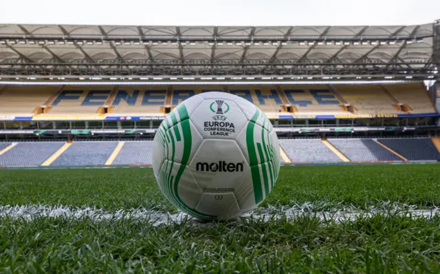 Match ball stand ready on the sideline at Fenerbahce.