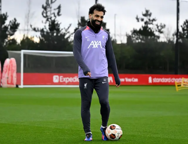 Mohamed Salah in Liverpool training