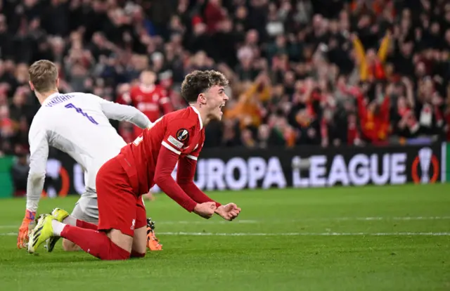 Clark celebrates his furst Liverpool goal.