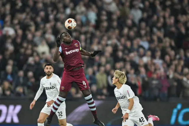 Zouma rises above Doan to win a header.