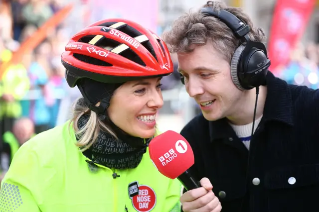 Mollie joins Matt at the finish line